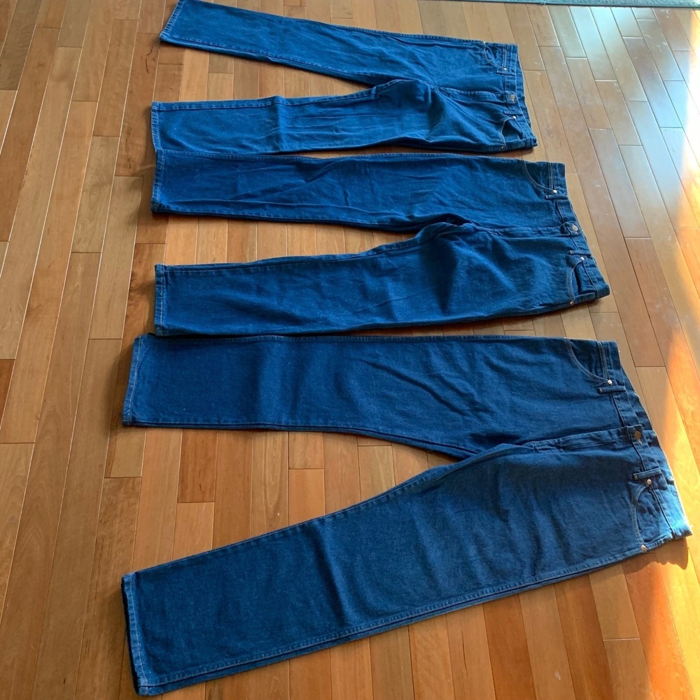 3 Wrangler Jeans Mens 38x34 13MWZPWD 936PWD ( 2 Original 1 Slim Fit) Cowboy Cut - Picture 5 of 16